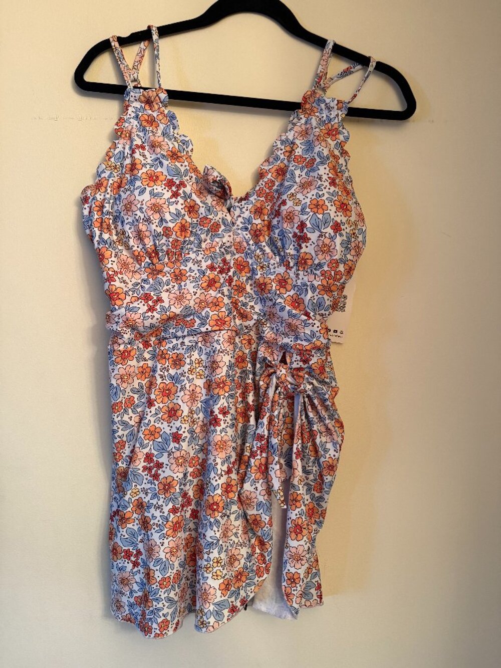 Neck Crisscross Backless Floral Swimdress
